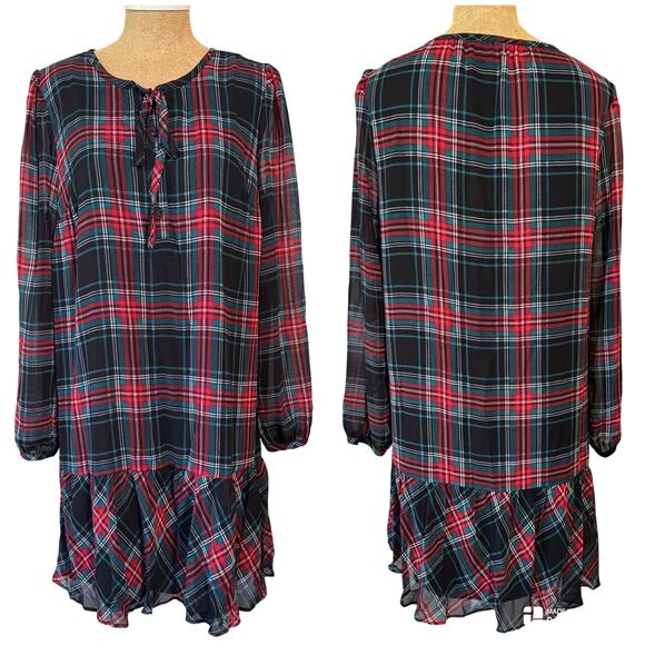 Draper James Rosanne Tartan Plaid Swing Shift Dress Sz Medium Lightweight EUC - Picture 5 of 15